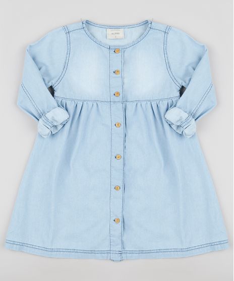 Vestido-Jeans-Infantil-com-Botoes-Manga-Longa-Azul-Claro-9892623-Azul_Claro_1
