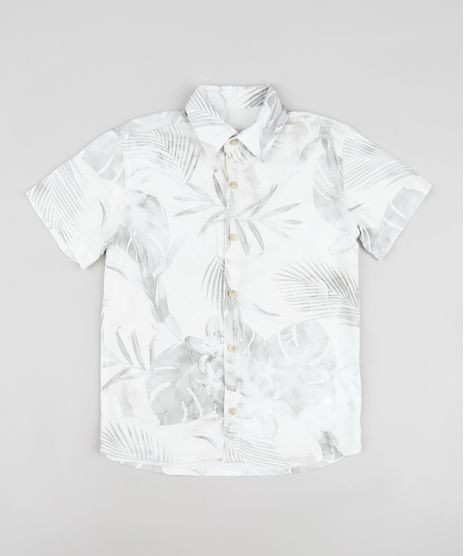Camisa-Infantil-Estampada-de-Folhagens-Manga-Curta-Cinza-Claro-9903332-Cinza_Claro_1