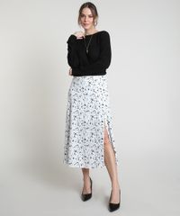 Saia-Feminina-Midi-Estampada-de-Folhagem-com-Fenda-Branca-9802335-Branco_3