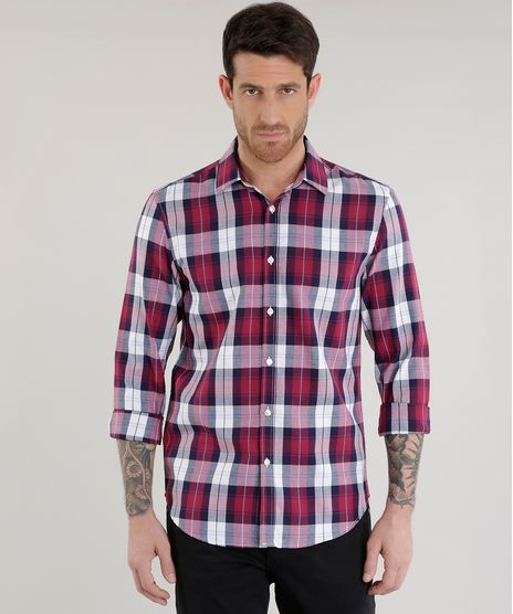 Camisa-Slim-Xadrez-em-Algodao---Sustentavel--Vinho-8454865-Vinho_1