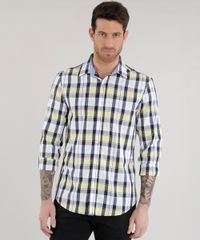Camisa-Slim-Xadrez-em-Algodao---Sustentavel--Amarela-8454895-Amarelo_1