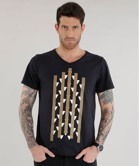 Camiseta-com-Estampa-de-Triangulos-Preta-8619499-Preto_1