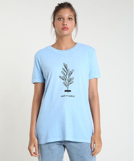 T-Shirt-Feminina-Mindset--Keep-it-Simple--Manga-Curta-Decote-Redondo-Azul-Claro-9937842-Azul_Claro_1