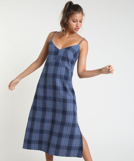 Vestido-Feminino-Mindset-Midi-Estampado-Xadrez-com-Fendas-Alca-Fina-Azul-Marinho-9946144-Azul_Marinho_1 Vestido-Feminino-Mindset-Midi-Estampado-Xadrez-com-Fendas-Alca-Fina-Azul-Marinho-9946144-Azul_Marinho_1
