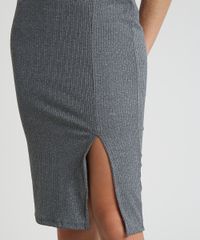 Saia-Feminina-Midi-Canelada-com-Fenda-Cinza-Mescla-Escuro-9847144-Cinza_Mescla_Escuro_4