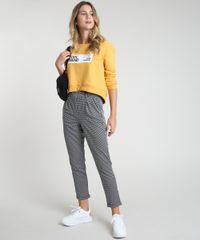Calca-Feminina-Carrot-Alfaiatada-Estampada-Xadrez-Cintura-Alta-Preta-9924297-Preto_3