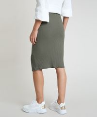 Saia-Feminina-Midi-Canelada-com-Fenda-Verde-Militar-9847144-Verde_Militar_2