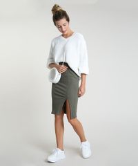 Saia-Feminina-Midi-Canelada-com-Fenda-Verde-Militar-9847144-Verde_Militar_3