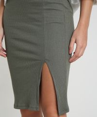 Saia-Feminina-Midi-Canelada-com-Fenda-Verde-Militar-9847144-Verde_Militar_4