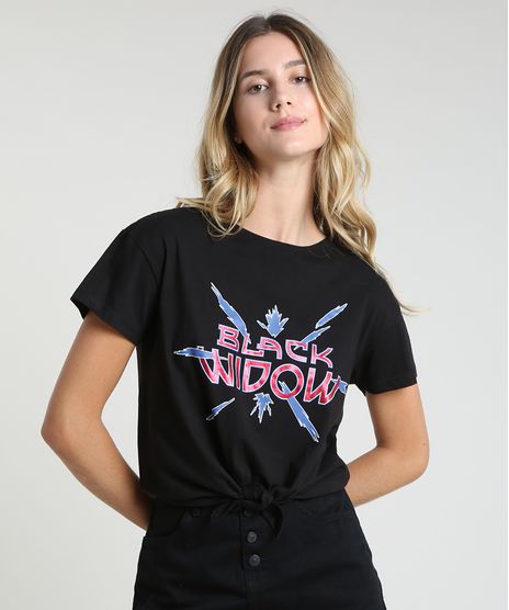 Blusa-Feminina-Viuva-Negra-Metalizada-com-No-Manga-Curta-Decote-Redondo-Preta-9878852-Preto_1