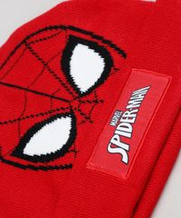 Kit-Infantil-de-Gorro-Homem-Aranha-Vermelho---Luva-em-Trico-Preta-9784904-Preto_4
