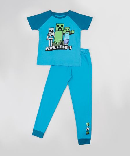 Pijama-Infantil-Minecraft-Raglan-Manga-Curta-Azul-9884817-Azul_1