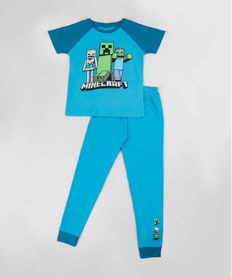 Pijama-Infantil-Minecraft-Raglan-Manga-Curta-Azul-9884817-Azul_1