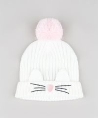 Kit-Infantil-de-Gorro-Gatinho-com-Pompom-e-Orelhas-Branco---Luva-em-Trico-Rosa-Claro-9784981-Rosa_Claro_2