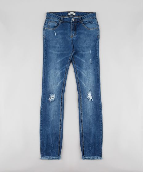 Calca-Jeans-Infantil-Skinny-com-Puidos-Azul-Medio-9928605-Azul_Medio_1