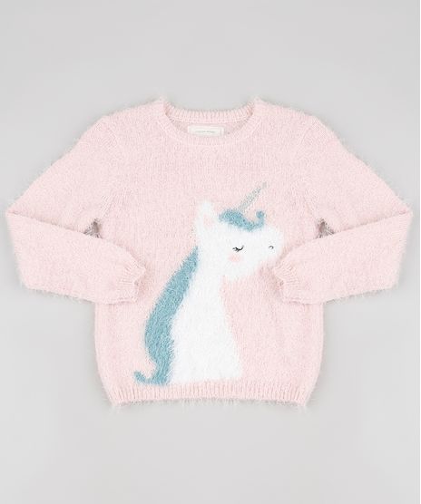 Sueter-Infantil-Unicornio-em-Trico-Felpudo--Rosa-Claro-9811048-Rosa_Claro_1