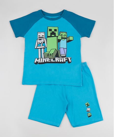 Pijama-Infantil-Minecraft-Raglan-Manga-Curta-Azul-9878559-Azul_1