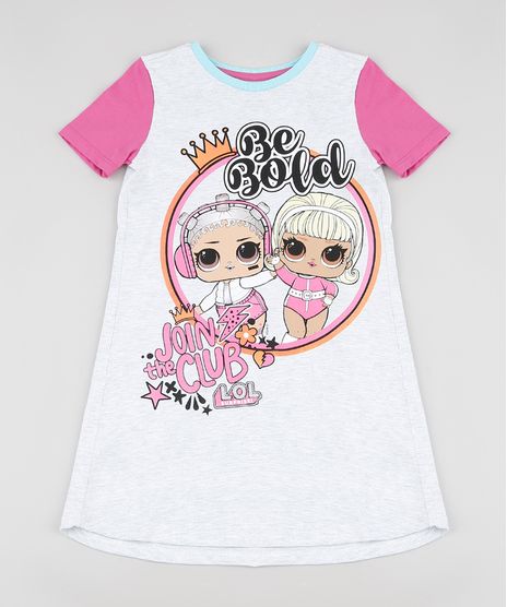Camisola-Infantil-LOL-Surprise-Manga-Curta-Cinza-Mescla-Claro-9876990-Cinza_Mescla_Claro_1