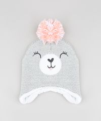 Gorro-Infantil-Ursinha-em-Trico-com-Pompom-Cinza-Claro-9785169-Cinza_Claro_1