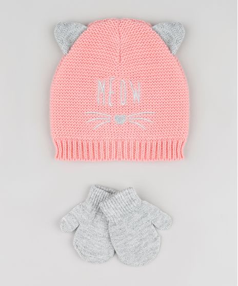 Kit-Infantil-de-Gorro--Meow--com-Bordado-e-Orelhas---Luva-em-Trico-Cinza-Mescla-9784989-Cinza_Mescla_1