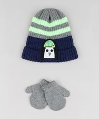 Kit-Infantil-de-Gorro-Pinguim-Listrado-Azul-Marinho---Luva-em-Trico-Cinza-Mescla-Escuro-9784974-Cinza_Mescla_Escuro_1