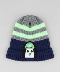 Kit-Infantil-de-Gorro-Pinguim-Listrado-Azul-Marinho---Luva-em-Trico-Cinza-Mescla-Escuro-9784974-Cinza_Mescla_Escuro_2