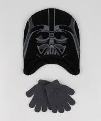 Kit-Infantil-de-Gorro-Darth-Vader-Star-Wars-Preto---Luva-em-Trico-Cinza-Mescla-Escuro-9784920-Cinza_Mescla_Escuro_1