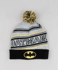 Kit-Infantil-de-Gorro-Batman-Listrado-com-Pompom-Cinza-Mescla---Luva-em-Trico-Preta-9784901-Preto_2