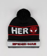 Kit-Infantil-de-Gorro-Homem-Aranha-com-Pompom---Luva-em-Trico-Preta-9784902-Preto_2