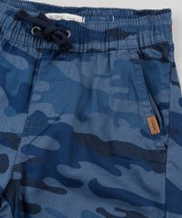 Bermuda-de-Sarja-Infantil-Reta-Estampada-Camuflado-com-Bolsos-Azul-Escuro-9943493-Azul_Escuro_3