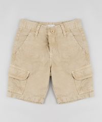 Bermuda-de-Sarja-Infantil-Reta-Cargo-com-Bolsos-Bege-9884056-Bege_1