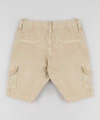 Bermuda-de-Sarja-Infantil-Reta-Cargo-com-Bolsos-Bege-9884056-Bege_2
