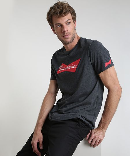 Camiseta-Masculina-Carnaval--Budweiser-Manga-Curta-Gola-Careca-Cinza-Mescla-Escuro-9780499-Cinza_Mescla_Escuro_1