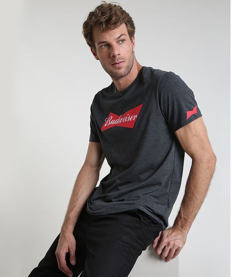 Camiseta-Masculina-Carnaval--Budweiser-Manga-Curta-Gola-Careca-Cinza-Mescla-Escuro-9780499-Cinza_Mescla_Escuro_1
