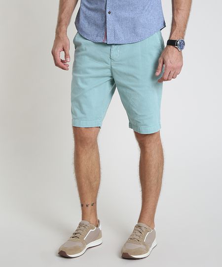 Bermuda-de-Sarja-Masculina-Slim-com-Bolsos-Verde-Agua-9921918-Verde_Agua_1
