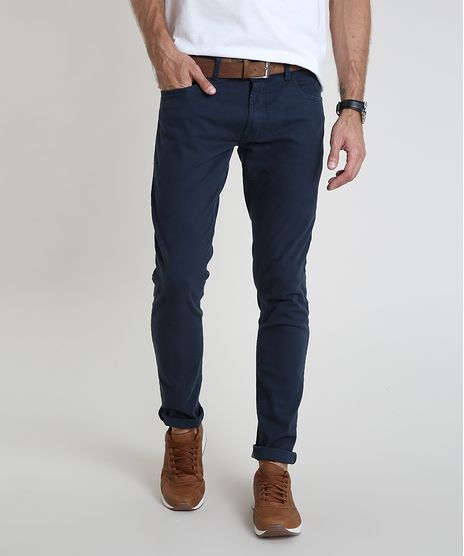 Calca-de-Sarja-Masculina-Slim-com-Cinto-Azul-Marinho-9911488-Azul_Marinho_1