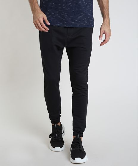 Calca-Masculina-Basica-Relaxed-em-Moletom-com-Cordao-e-Bolsos-Preta-9878806-Preto_1