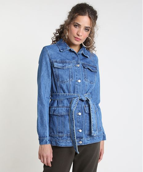 Jaqueta-Jeans-Feminina-Longa-com-Bolsos-e-Faixa-para-Amarrar-Azul-Medio-9889638-Azul_Medio_1