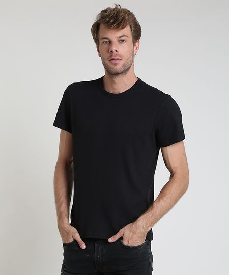 Camiseta-Masculina-Slim-Canelada-Manga-Curta-Gola-Careca-Preto-9903438-Preto_1