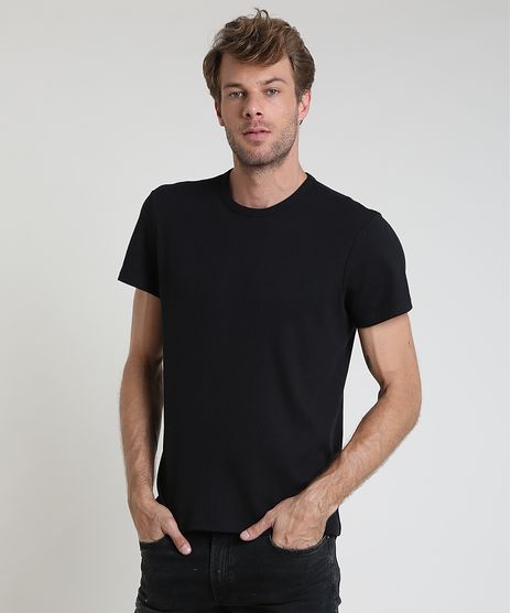 Camiseta-Masculina-Slim-Canelada-Manga-Curta-Gola-Careca-Preto-9903438-Preto_1