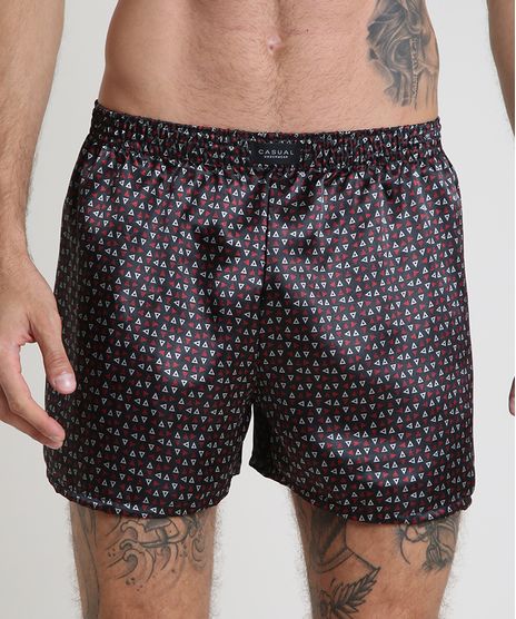 Samba-Cancao-Masculina-Acetinada-Estampada-de-Triangulos-Preta-9937309-Preto_1