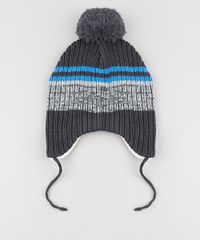Gorro-Infantil-Listrado-em-Trico-com-Pompom-Chumbo-9785290-Chumbo_1