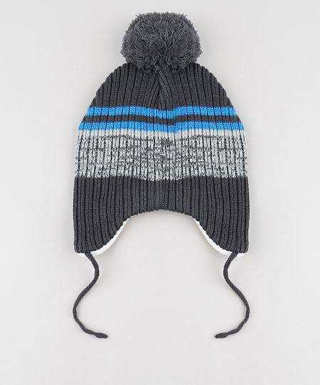 Gorro-Infantil-Listrado-em-Trico-com-Pompom-Chumbo-9785290-Chumbo_1 Gorro-Infantil-Listrado-em-Trico-com-Pompom-Chumbo-9785290-Chumbo_1