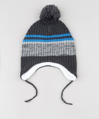 Gorro-Infantil-Listrado-em-Trico-com-Pompom-Chumbo-9785290-Chumbo_2