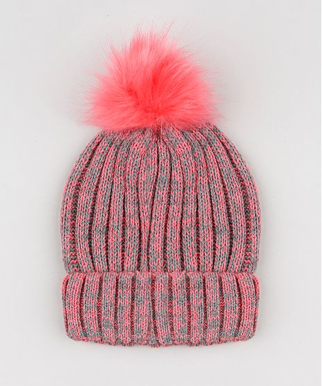 Gorro-Infantil-em-Trico-com-Pompom-Rosa-9780626-Rosa_1