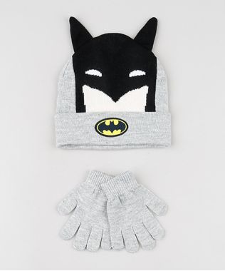 Kit-Infantil-de-Gorro-Batman-com-Orelhinhas-Cinza-Mescla---Luva-em-Trico-Cinza-Mescla-9784903-Cinza_Mescla_1