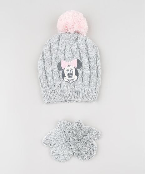 Kit-Infantil-de-Gorro-com-Pompons---Luva-em-Trico-Cinza-Mescla-9784986-Cinza_Mescla_1