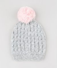 Kit-Infantil-de-Gorro-com-Pompons---Luva-em-Trico-Cinza-Mescla-9784986-Cinza_Mescla_3