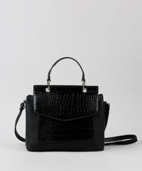 Bolsa-Feminina-Transversal-Media-com-Recorte-Texturizado-Croco-e-Alca-Removivel-Preta-9845704-Preto_2