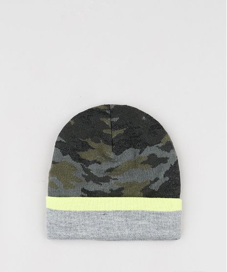 Gorro-Infantil-em-Trico-Estampado-Camuflado-com-Neon-Verde-Militar-9785292-Verde_Militar_1